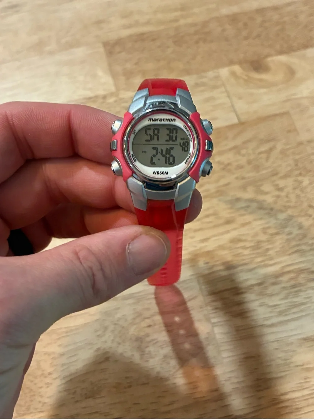 Marathon Digital Day Date Alarm Chrono Backlight Link Resin Band Watch